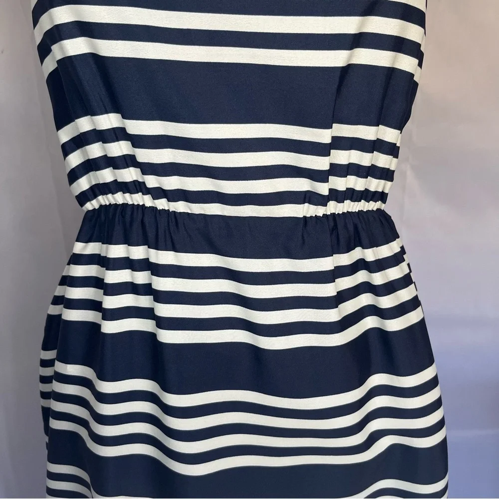 J. Crew Spaghetti Strap Striped Dress‎ Navy & White Size 8 - Picture 4 of 8